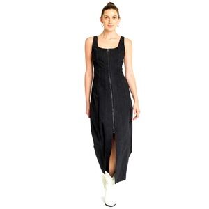 🆕 Universal Thread Black Denim Tailored Corset MIDI Dress - 16